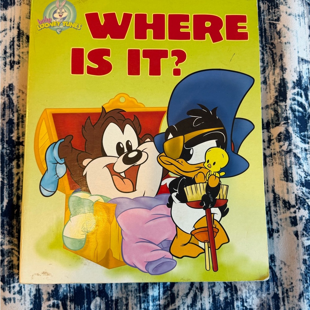 Baby Looney Tunes Vintage 2000 Large Board Slide Book With Hidden Surprises